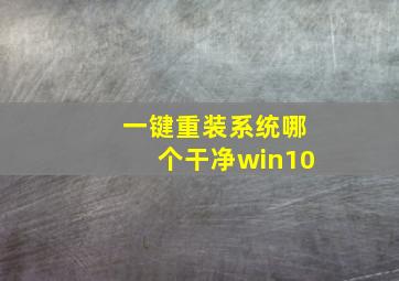 一键重装系统哪个干净win10