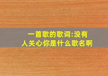 一首歌的歌词:没有人关心你是什么歌名啊