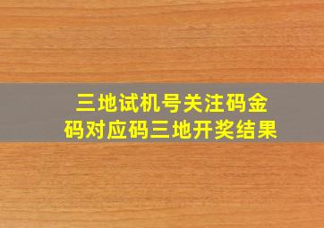 三地试机号关注码金码对应码三地开奖结果