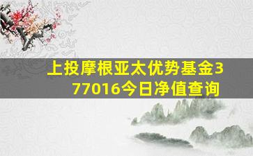 上投摩根亚太优势基金377016今日净值查询