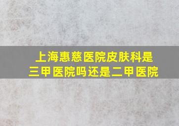 上海惠慈医院皮肤科是三甲医院吗还是二甲医院