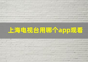 上海电视台用哪个app观看