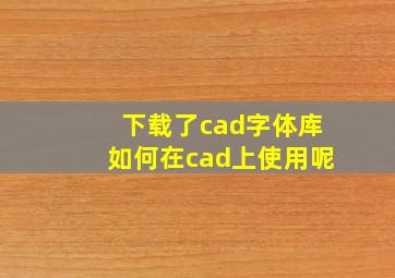 下载了cad字体库如何在cad上使用呢