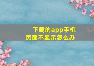 下载的app手机页面不显示怎么办