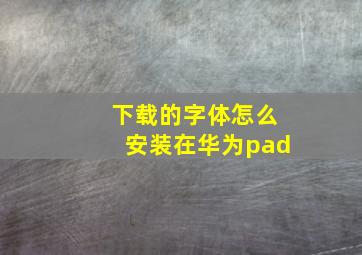 下载的字体怎么安装在华为pad