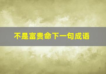 不是富贵命下一句成语