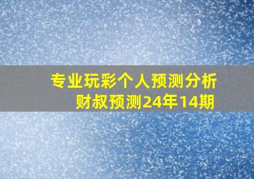 专业玩彩个人预测分析财叔预测24年14期