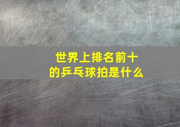 世界上排名前十的乒乓球拍是什么