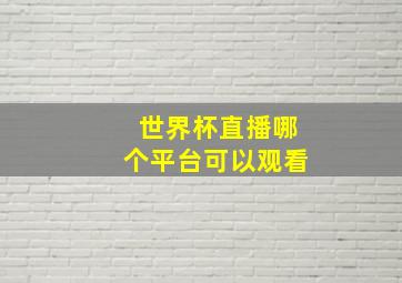 世界杯直播哪个平台可以观看