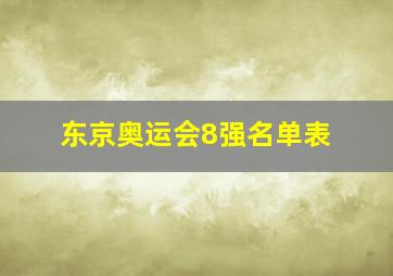 东京奥运会8强名单表