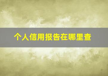 个人信用报告在哪里查