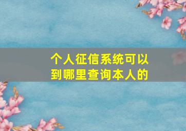 个人征信系统可以到哪里查询本人的