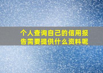 个人查询自己的信用报告需要提供什么资料呢