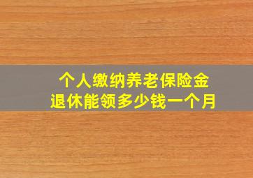 个人缴纳养老保险金退休能领多少钱一个月