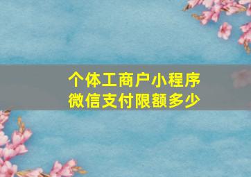 个体工商户小程序微信支付限额多少