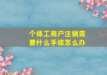 个体工商户注销需要什么手续怎么办