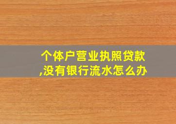 个体户营业执照贷款,没有银行流水怎么办