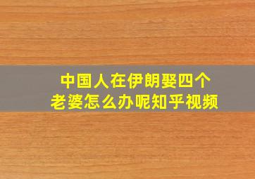 中国人在伊朗娶四个老婆怎么办呢知乎视频