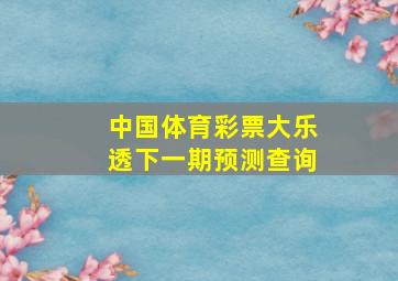 中国体育彩票大乐透下一期预测查询