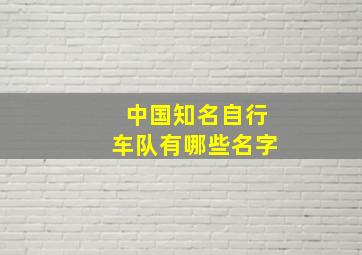 中国知名自行车队有哪些名字