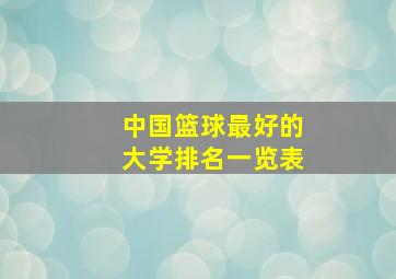 中国篮球最好的大学排名一览表