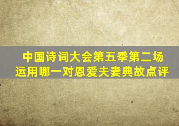 中国诗词大会第五季第二场运用哪一对恩爱夫妻典故点评