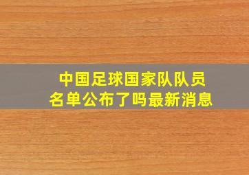 中国足球国家队队员名单公布了吗最新消息