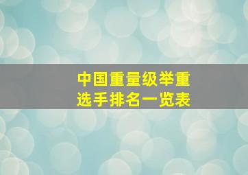 中国重量级举重选手排名一览表