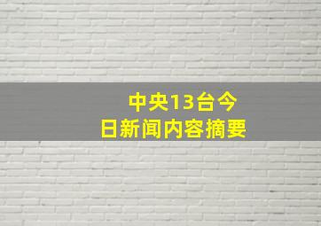 中央13台今日新闻内容摘要