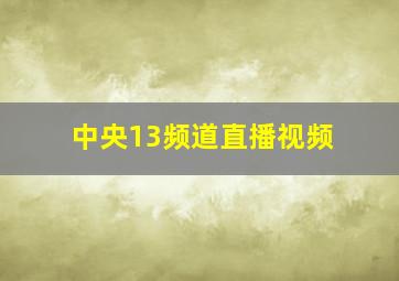 中央13频道直播视频