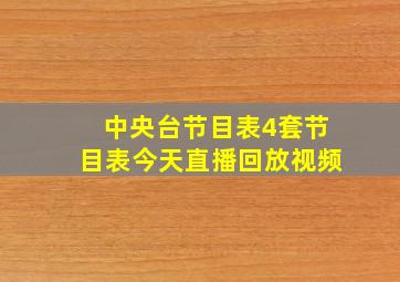 中央台节目表4套节目表今天直播回放视频