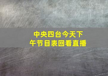 中央四台今天下午节目表回看直播