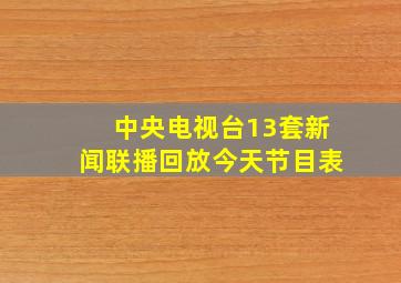 中央电视台13套新闻联播回放今天节目表