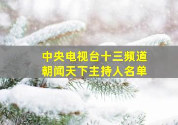 中央电视台十三频道朝闻天下主持人名单