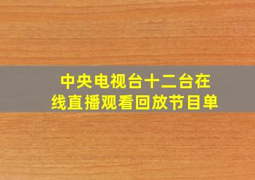 中央电视台十二台在线直播观看回放节目单