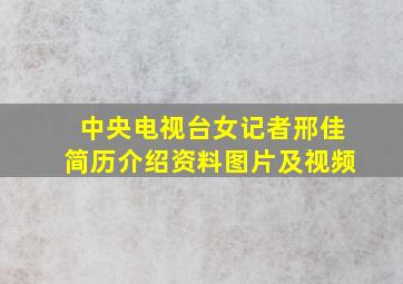 中央电视台女记者邢佳简历介绍资料图片及视频