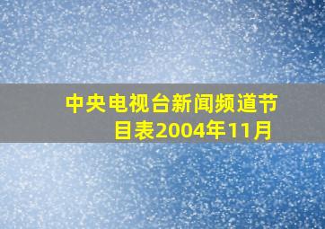 中央电视台新闻频道节目表2004年11月