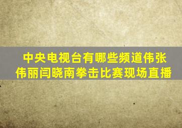 中央电视台有哪些频道伟张伟丽闫晓南拳击比赛现场直播