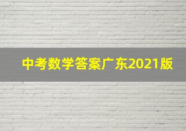 中考数学答案广东2021版