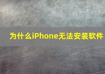 为什么iPhone无法安装软件