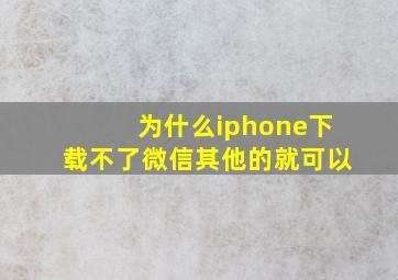 为什么iphone下载不了微信其他的就可以