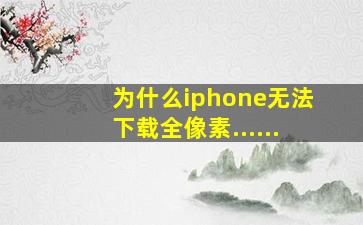 为什么iphone无法下载全像素......