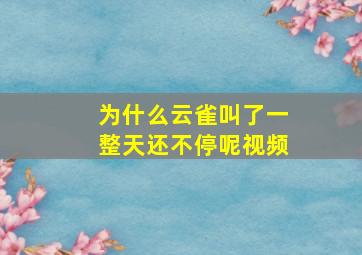 为什么云雀叫了一整天还不停呢视频