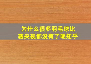 为什么很多羽毛球比赛央视都没有了呢知乎