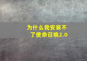 为什么我安装不了使命召唤2.0