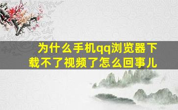 为什么手机qq浏览器下载不了视频了怎么回事儿