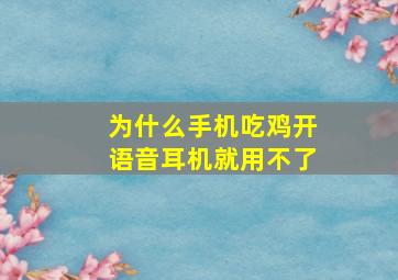 为什么手机吃鸡开语音耳机就用不了