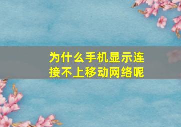 为什么手机显示连接不上移动网络呢