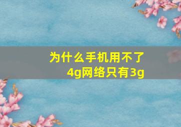 为什么手机用不了4g网络只有3g