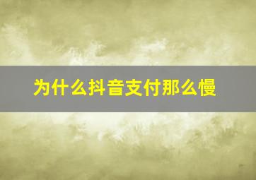 为什么抖音支付那么慢